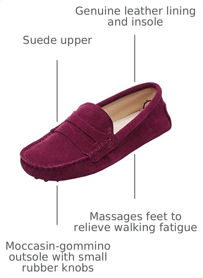 Image of ANUFER Women's Classic Suede Penny Loafers Comfort Handmade Slipper Moccasins