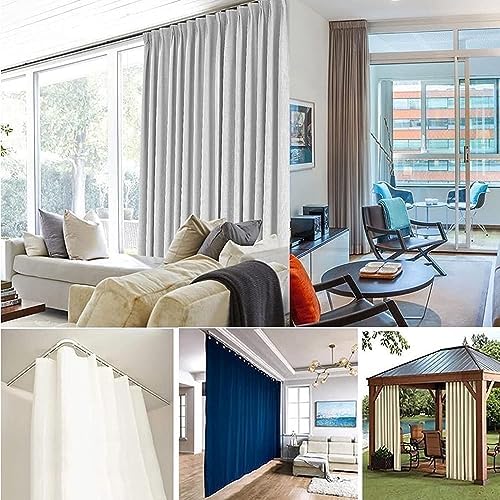 Ultra-Thin Double Curtain Track Ceiling Mount - Adjustable 4ft to 20ft Aluminum Room Divider Rod for Home, Office & Kindergarten - Easy Cuttable & Stylish White Finish