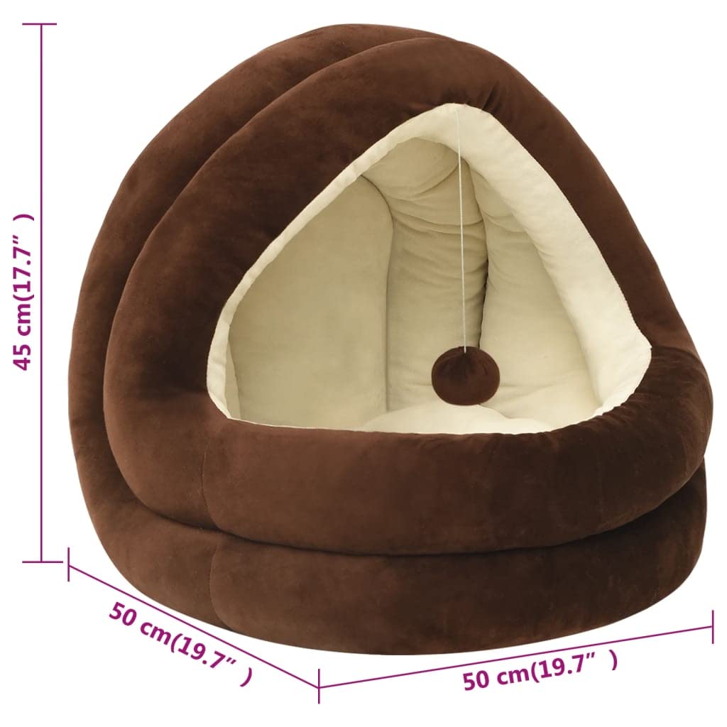 Katzenhöhle 50x50x45 cm - Kuscheliges Katzenbett mit Rutschfester Unterseite, Weichem Fleece und Spielball für Hunde und Katzen