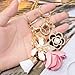 yueton 1 Set Imitation Pearl Black Rose Keychain Pink Flower Tassel Rinestone Keychain Set for Women Bag Pendant Key Ring Charms