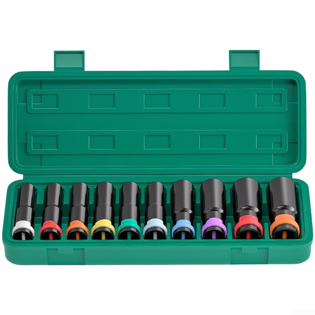 Set di chiavi a bussola esagonali, in acciaio al carbonio, accessori per utensili elettrici, colore verde, per spazi ristretti, 10 pezzi (B)