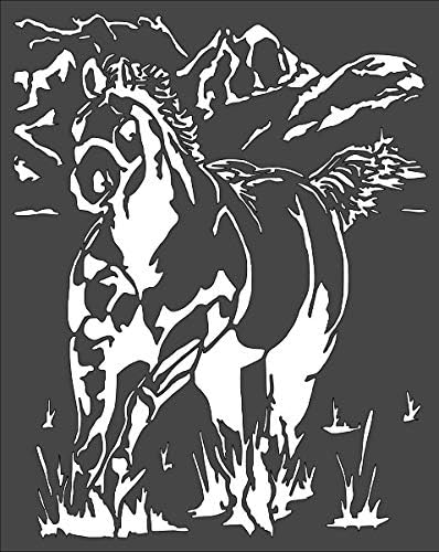 Horse Logo Stencil Reusable Sturdy Flexible Clear Plastic 1-8x10 in Arts and Crafts Material Scrapbooking for Airbrush Painting Drawing