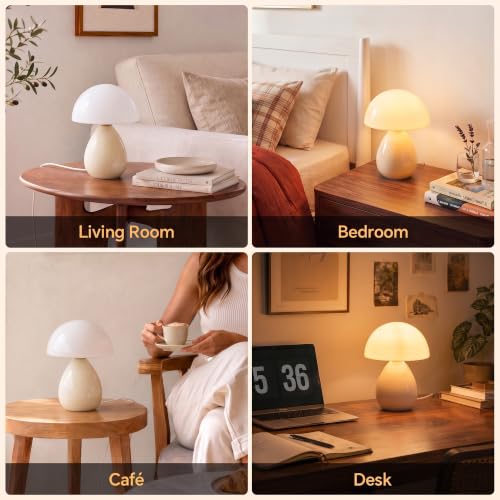 Image of Dawnwake Mushroom Lamp Table Lamp for Bedroom-Small Desk Table Lamps,Cream