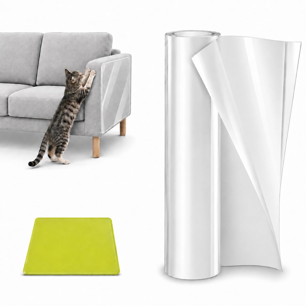 Feung gou Cat Sofa Protector, Clear Anti Scratch Furniture Film 43cm x 5m