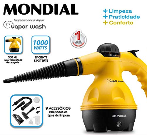 Higienizador Vapor Wash, Mondial, Amarelo/Preto, 1000W, 220V - HG-01