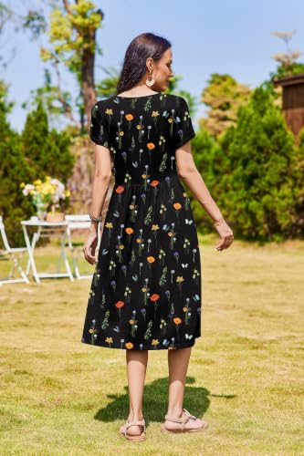 Image of Zeagoo Womens Summer Dresses Casual Aline Midi Dress Short Sleeve Floral Tshirt Dress Flowy Beach Sundresses with Pockets