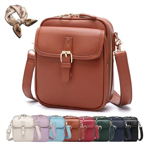 Anti Theft Leather Crossbody Bags for Women Trendy, Shoulder Handbag Purse with Credit Card Slots Medium Sling Bag
