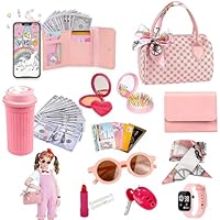KBIBCK Play Handbag Set for Kids, Little Girls Purse with Accessories,Play Purse with Pretend Makeup, Include Phone Wallet Key Card Water Bottle,Fun Makeup Travel Toy Gift Presents for Girl Age 3-8