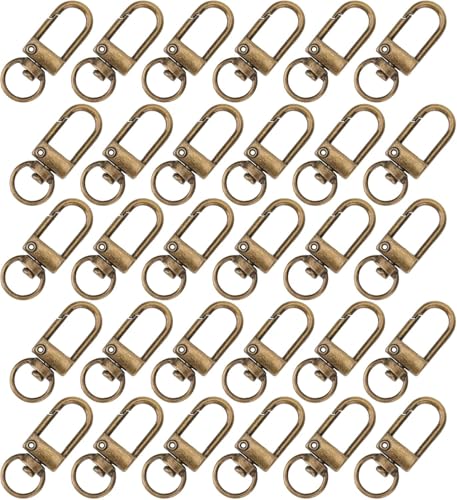 Image of Tia Strap Buckles Metal Clasps Lobster for Handbag, Spring Ring, Purse Dog Hook, Key Chain Swivel Trigger Snap Hook DIY and Purse Making Accessories (Bronze Push Gate Hook Swivel-Premium-33x10mm, 6)