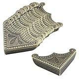Antrader 24Pcs Metal Box Corner Protector Edge Safety Bumpers Screw Fixed Furniture Corner Guard Bronze Tone 2.2