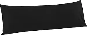 FLXXIE Body Pillow Cover - Super Soft Microfiber 20x54 Body Pillow Case - Envelope Closure, Wrinkle, Stain Resistant Black Body Pillow Cover, 20x54, Black