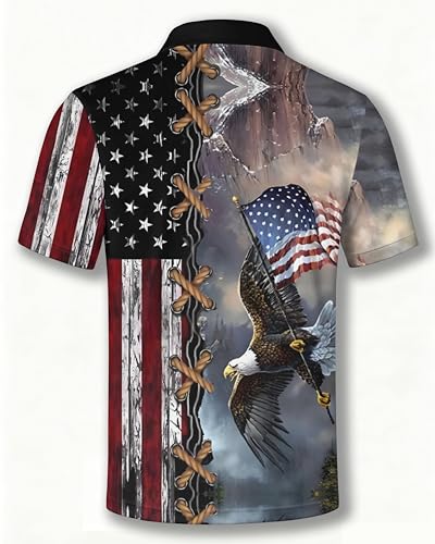 Camiseta polo con diseño de bandera estadounidense, estampado patriótico en rojo, blanco y azul con estrellas, camisa corta para golf miniatura 4