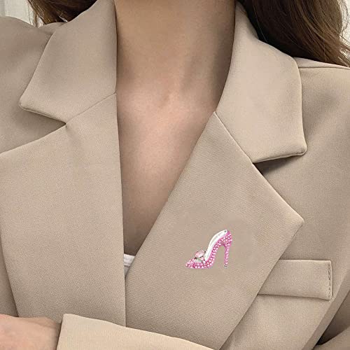 Image of High Heel Brooch Ladies Crystal Rhinestone High Heel Princess Shoes Women Stylish Charm Brooch Pin