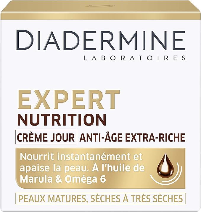 Diadermine - Extra Riche Anti-Aging Tagescreme – Expert Nutrition – Tagespflege – reife Haut trocken bis sehr trocken – Gesichtspflege – Anti-Aging-Pflege – 50 ml – 2 Stück