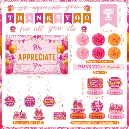 Image of Hot Pink Orange We Appreciate You Party Decorations for Women Thanks Party