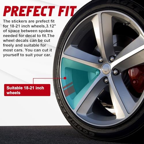 Image of x xotic tech Auto Universal Racing Style 4Pcs Front Hood Fender Double Hash Stripe Stickers + 6Pcs Reflective Tire Rim Safety Warning Stickers+ 4Pcs Rearview Mirror Slash Mark Decals Set (Red)