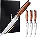 PICKWILL Steakmesser Set, Edelstahl SteakMesser Holzgriff, Wellenschliff Steak messer Set 4-teilig mit Ergonomischem Griff, Steakbesteck für Haus Restaurant, für Frühstück, Pizza, mit Geschenkbox