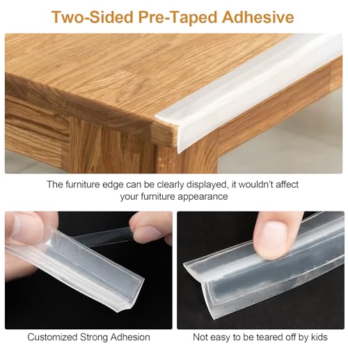 Image of Baby Countertop Edge Protector, Clear Table Corner Guards for Baby Proofing, Pre-Taped Adhesive Soft Bumper for Kids Safety, Silicone Edge Protector fit Wall Furniture Edge Bumper - Food Grade (2Pack)