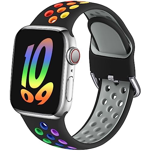 Muranne Sport Band Compatible with Apple Watch 38mm 40mm 41mm 42mm 44mm 45mm 49mm for Women Men, Breathable Soft Silicone Replacement Strap For iWatch Ultra 2/ Ultra SE Series 9 8 7 6 5 4 3 2 1