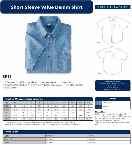 Port & Company Men's Big Short Sleeve Value Denim Shirt, Faded Blue2