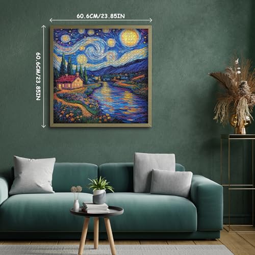 Rompecabezas de 1000 piezas Starry Night de Van Gogh, rompecabezas artístico de paisaje natural para adultos miniatura 4