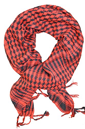 KARL LOVEN Foulard palestinese Keffieh - Scacchi - Cheich - Cheich - colore nero - beige - arancione - rosso - grigio nuovo (rosso), Taglia unica
