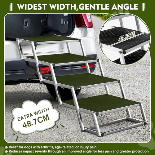 Hundetreppe Für Große Hunde, Extra Breit 4 Stufen Hunderampe Klappbar, Leichte Und rutschfeste Hundetreppe Für Auto, Lastwagen Und SUV, Unterstützung Bis 100 KG