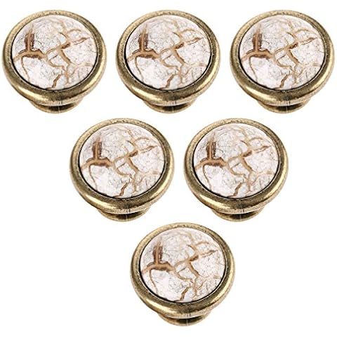 Creatwls 6 pcs Antike Möbelknöpfe und Griffe Marmor Keramik Griff Cover