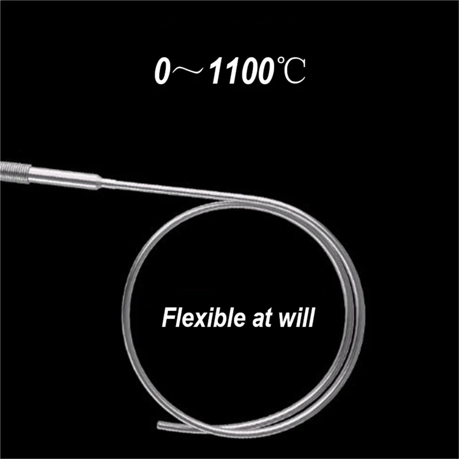 1 sonda de termopar blindado tipo K WRNK-191, sensor de temperatura, sonda de temperatura flexible de 100 mm, 200 mm, 300 mm, 0 ~ 1100 ℃ 1,5 m (sonda 4 x 200 mm 1,5 m)