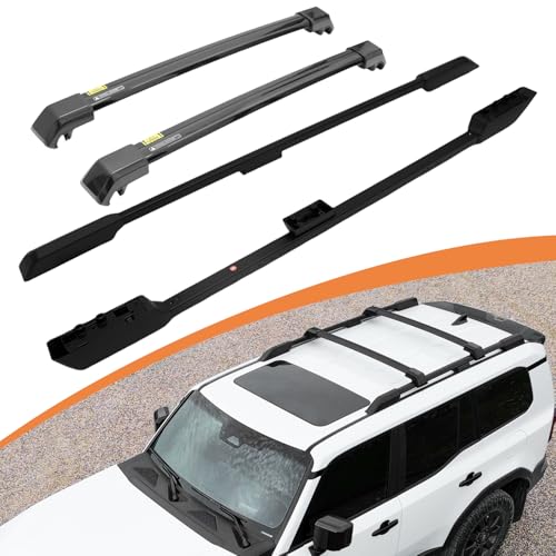 Roof Rack Side Rails + Cross Bars for Toyota Land Cruiser Prado J250 LC250/1958 2024-2026 | OEM Style & Easy Installation | Black Aluminum Cargo Carrier Rooftop Luggage Rail Crossbars