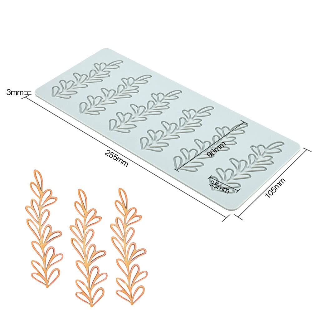 TUKE BH0966 Siliconen mal met holle bladeren, varenblad, pteridofyt, doe-het-zelf, chocolade, snoep, fondant, 3D-lotus, cake, klei, cupcakevorm, decoratie