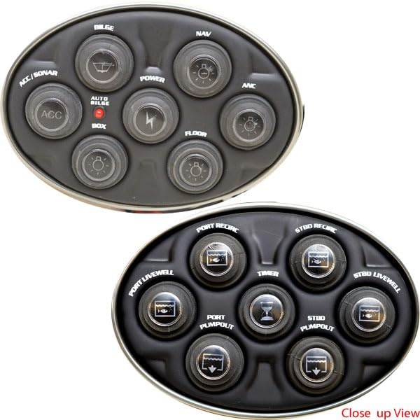Boat Switch Panel TR151K02301 | 6 3/4 x 5 Inch Push Button