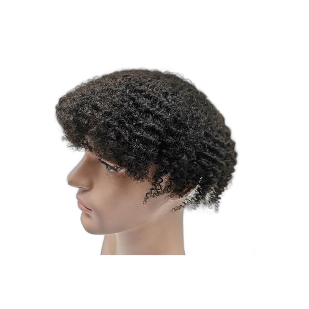Parrucchino capelli ricci for uomo,parrucchino con base in pizzo svizzero