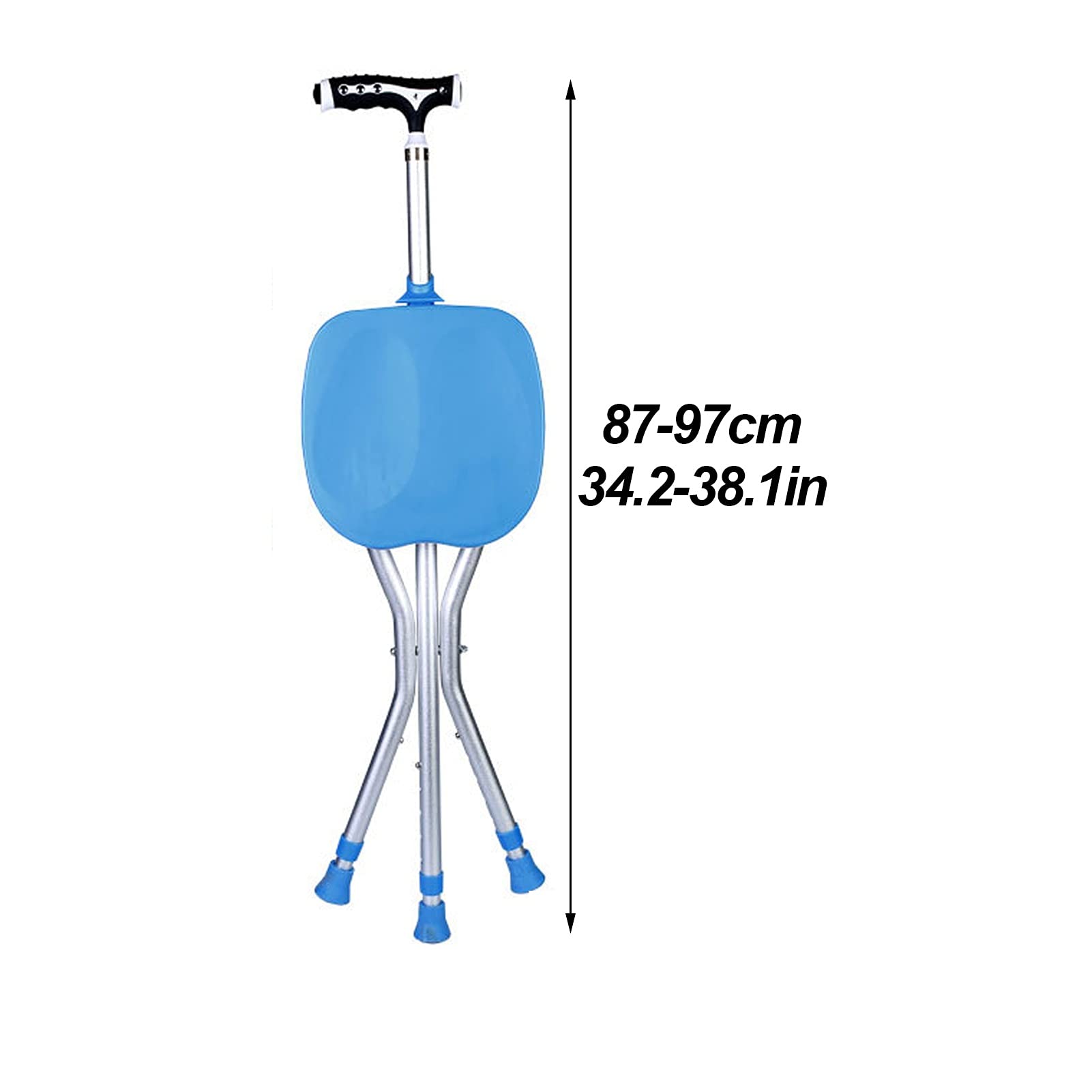 Bastón de Paseo Bastones para Mayores Asiento de bastón para caminar plegable, con bastón ajustable con luz LED, bastones de base antideslizantes de aluminio, soporte y ayuda de estabilidad para usuar