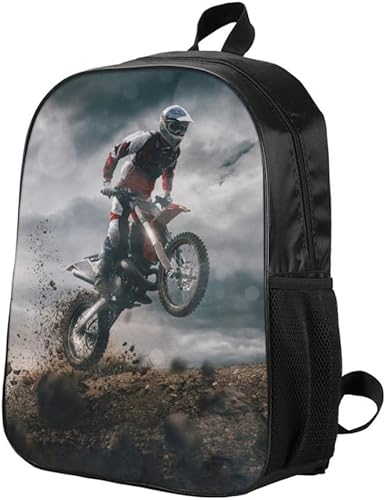 Miniatura 3 de KXZOYLM Mochila de motocross para niños, mochilas escolares de motocicleta, juego de 3 piezas, bolsa escolar con bolsa de almuerzo y estuche