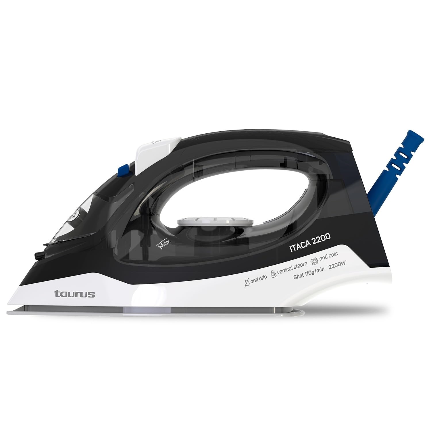 Taurus – Plancha Vapor Itaca 220 | 2200W | Golpe Vapor 110g/min | Suela Silver | Antical | Antigoteo | Autolimpieza | Aviso sonoro/visual | Spray | Planchado vertical | Negra/Azul/Blanco