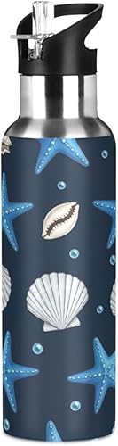 Stainless Steel Water Bottle 20 Oz, Leakproof Water Bottles for Gym Outdoor Travel School, Blue Starfish