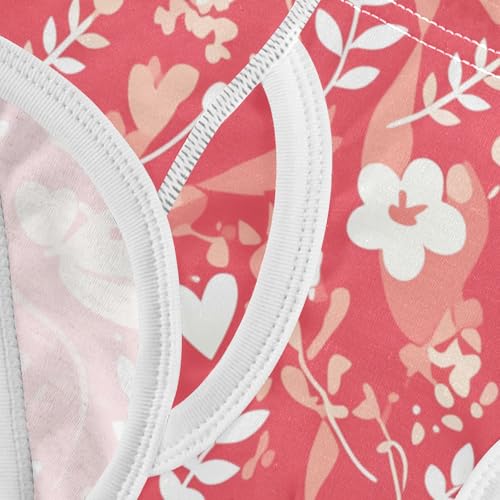 Pink Pattern with Ribbons Kisses and Flowers Little Boys Pure Cotton Briefs Breathable Children Panties 5