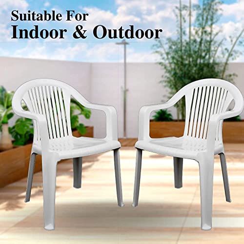 Image of ITALICA Premium Plastic Arm Chair for Home, Office, Living Room /Matte Finish Plastic Outdoor Chair /Patio Chairs for Balcony | Suitable for Indoor & Outdoor (9201, White, Set of 6 Chair, LFS)