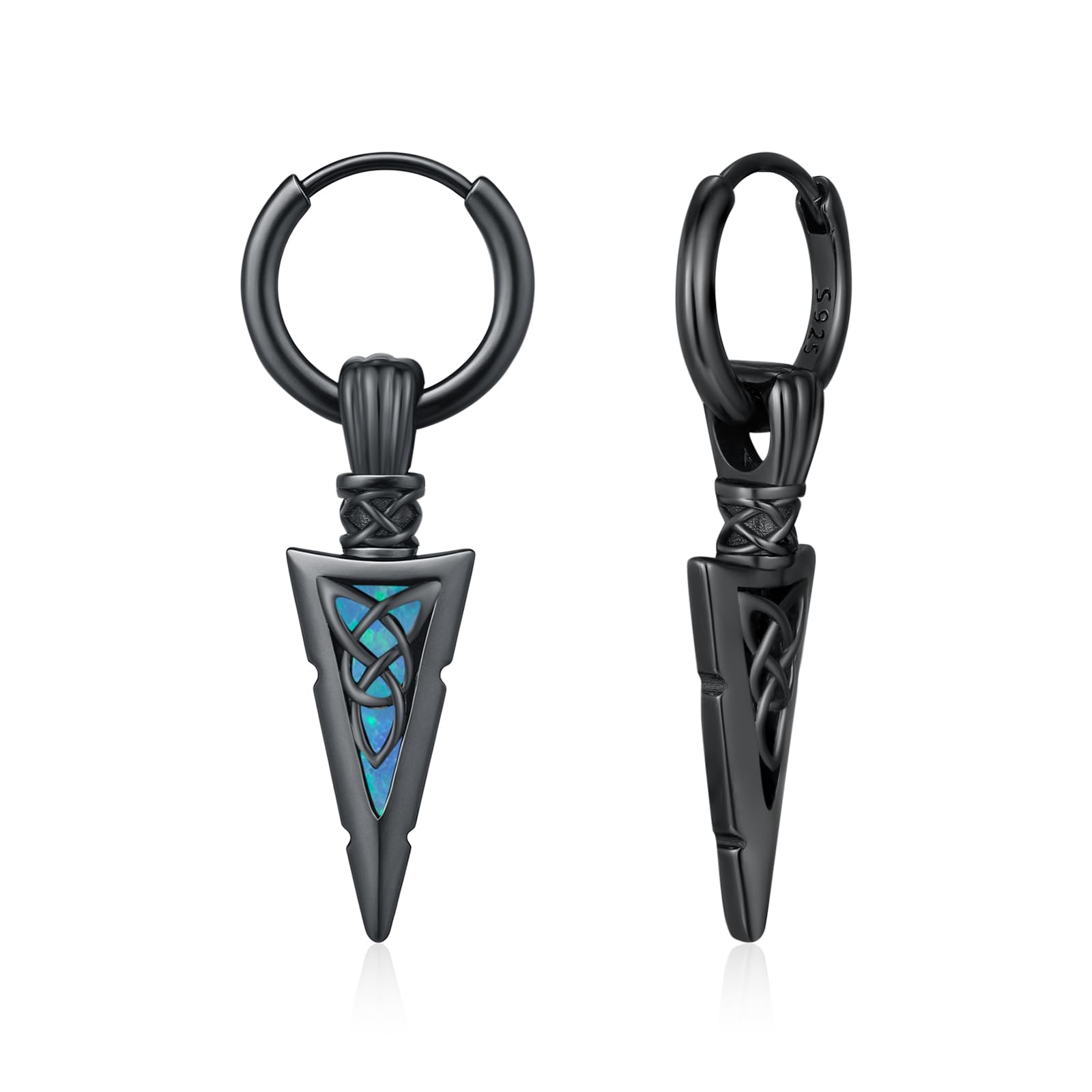 REDSUN Wikinger Pfeilspitze Creolen Ohrringe 925 Sterling Silber ViKing Huggie Ohrringe Keltisches Tropfen Nordische Schmuck für Herren Männer Damen Unisex Sohn Geschenk