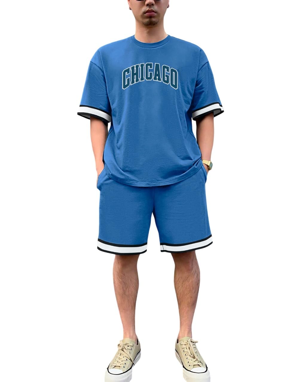 Men Solid Cotton Cordset and Nightsuit Strip Design