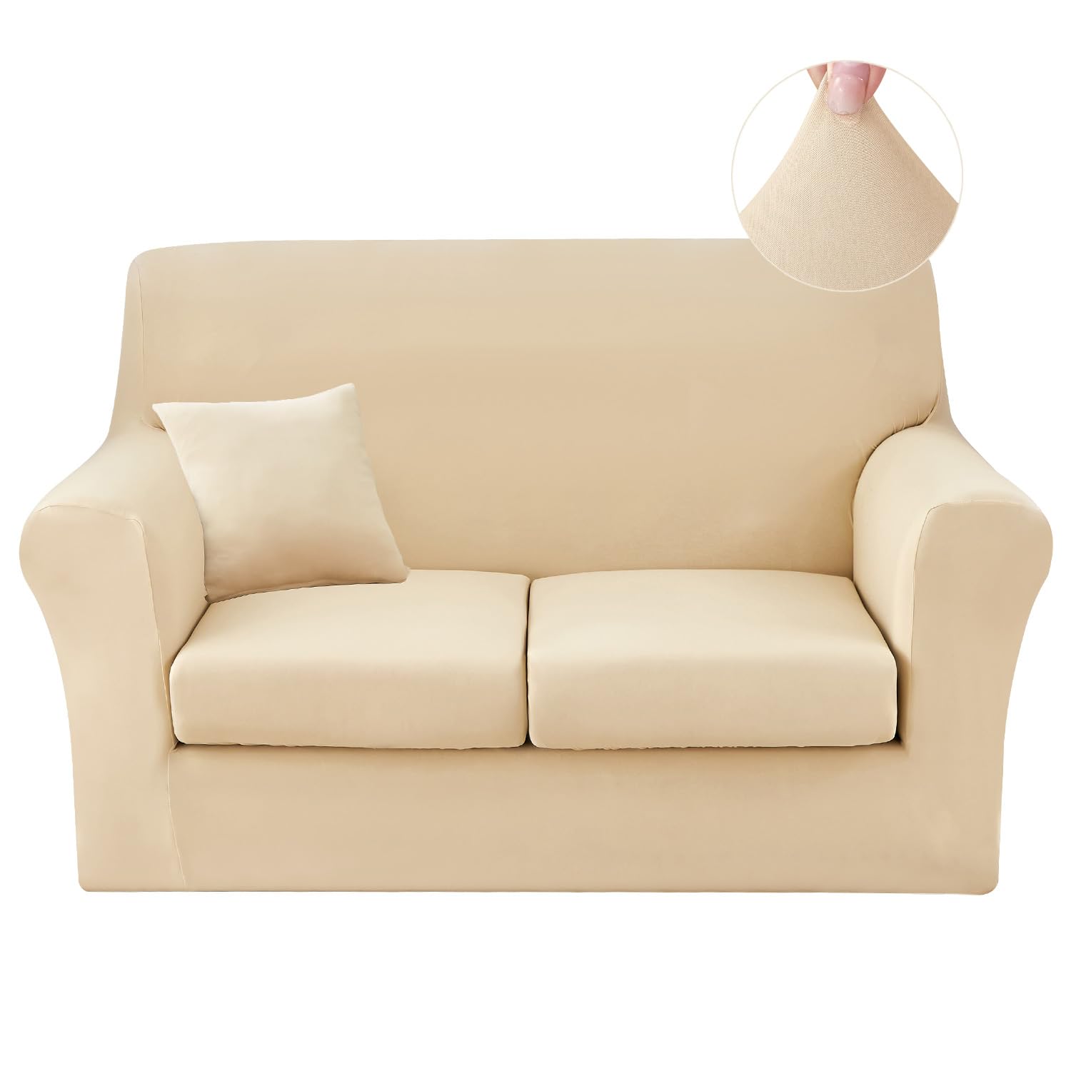 JQinHome 4 Piece Stretch Sofa Cover Couch Cover, Loveseat Slipcover with 2 Separate Cushion Cover, Washable Furniture Protector for Living Room(