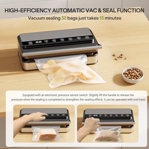 85Kpa Food Vacuum Sealer with Digital Timer, Built-in Cutter, and Storage Box - Image 6