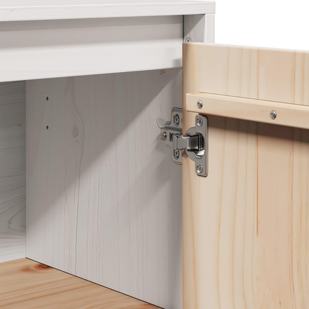vidaXL Aparador Armario Auxiliar Lateral Alacena Sala de Estar Almacenaje Organizador Salón Dormitorio Blanco 60x34x75 cm Madera Maciza de Pino