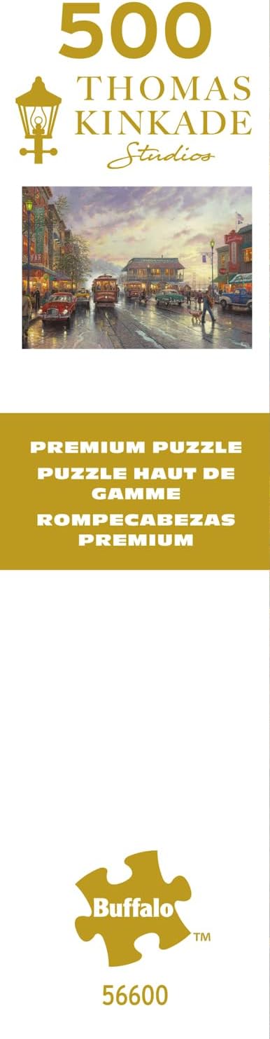 Buffalo Games - Gold - Thomas Kinkade - City by the Bay, Sunset on Fisherman's Wharf - 500 Piece Jigsaw Puzzle for Adults - Challenging Puzzle Perfect for Game Nights