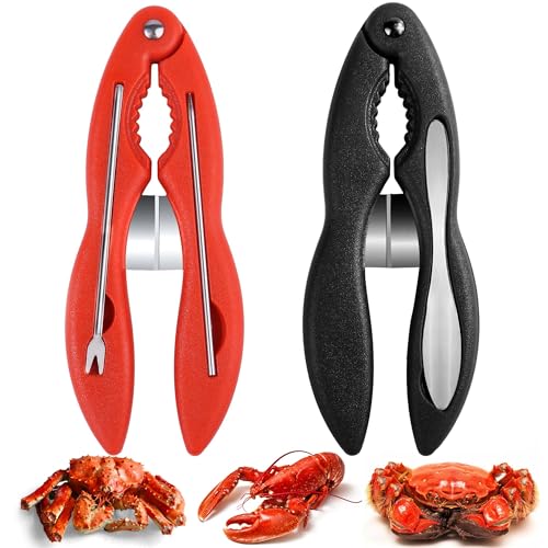 Vodolo Crab Leg Crackers and Tools,2PCS Multifunctional Lobster Crackers and Picks Set Portable Shellfish Crab Claw Cracker Stainless Steel Seafood Crackers & Forks
