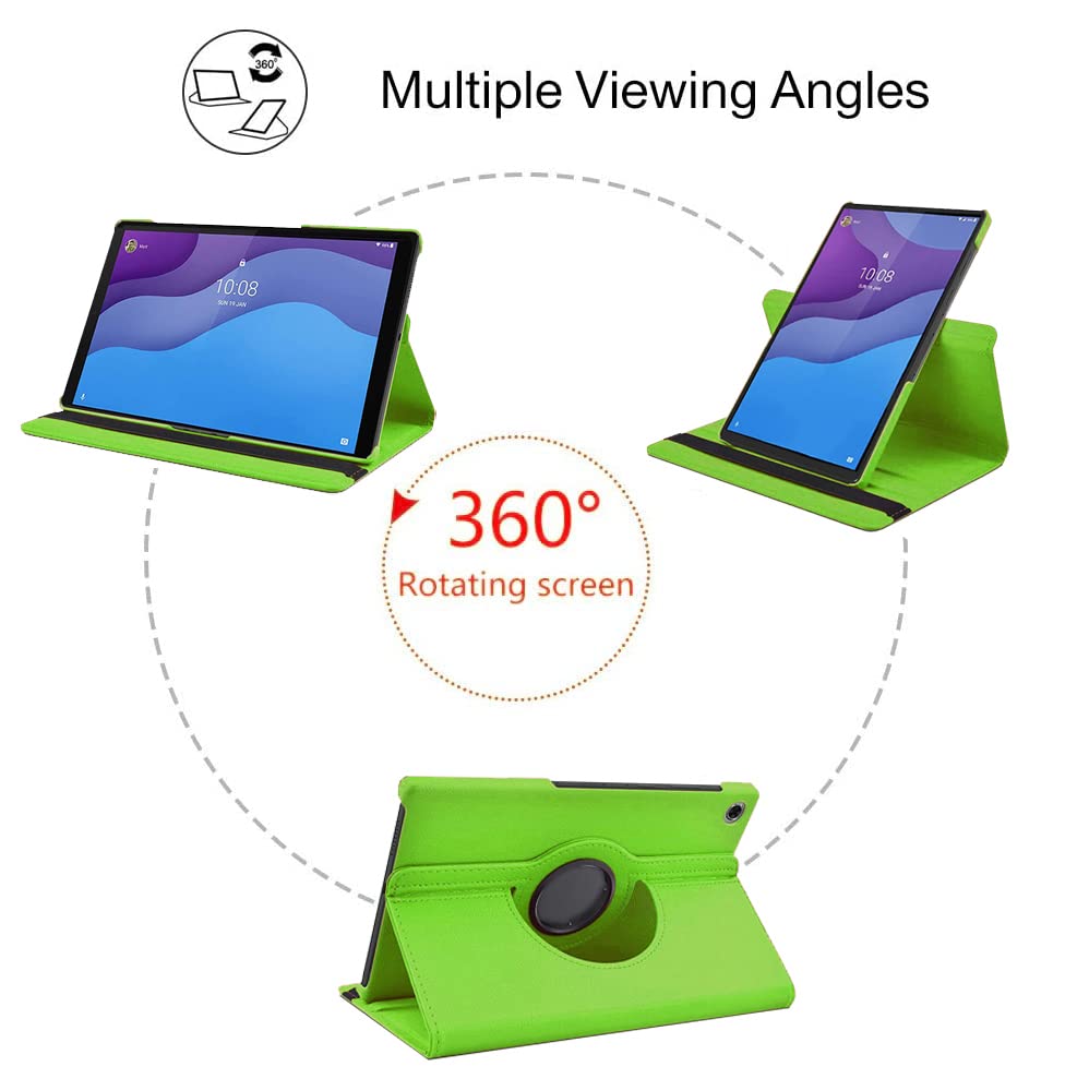 Custodia Per Lenovo Tab M10 HD (2nd Gen) 10.1'' – Cover In PU Con Portapenne E Stilo Incluso – Motivo Farfalla Verde - 5