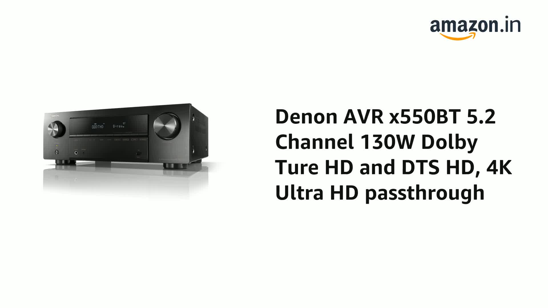 Denon AVR x550BT 5.2 Channel 130W Dolby Ture HD and DTS HD