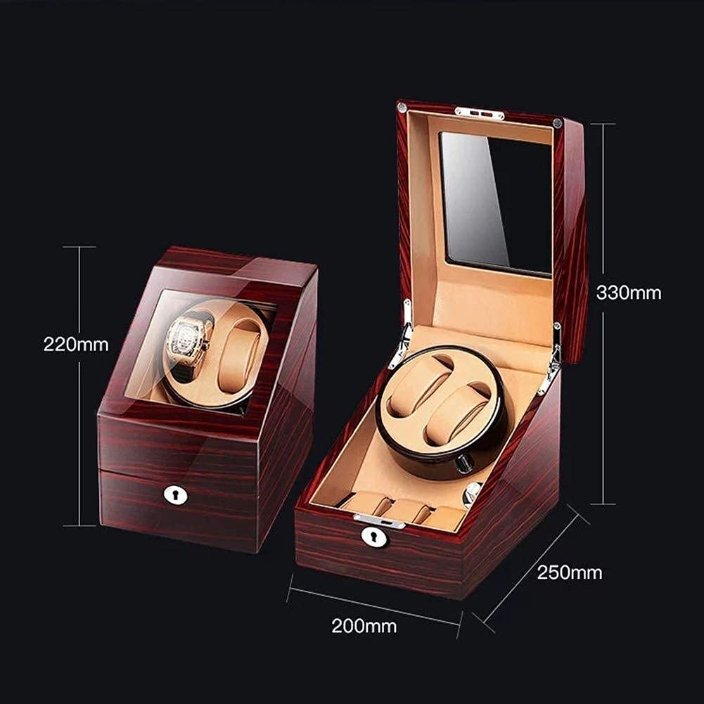 FENOKD Watch Winder Box 5 Rotation Modes Automatic Watch Winder Box 2 Wrist Watches + 3 Storage Case Leather Pillow Piano Paint