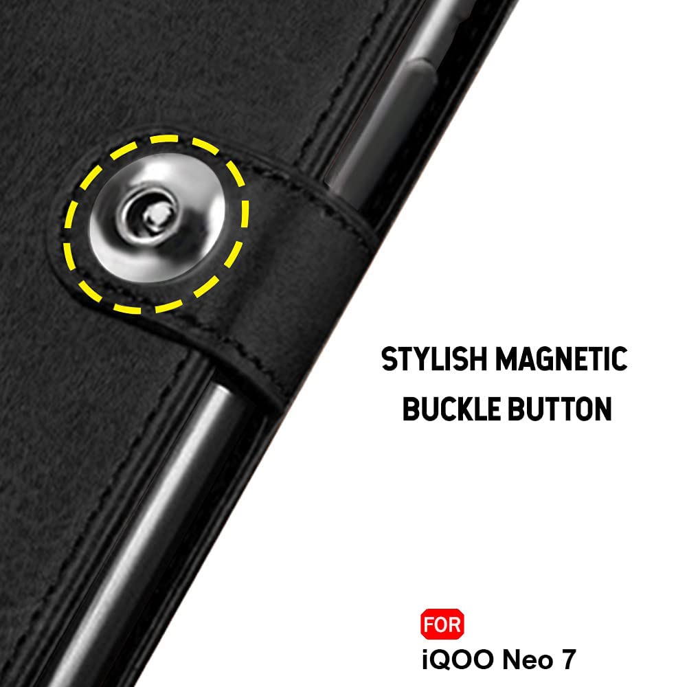 iQOO Neo 7 Flip Cover - Genuine Leather Style -5